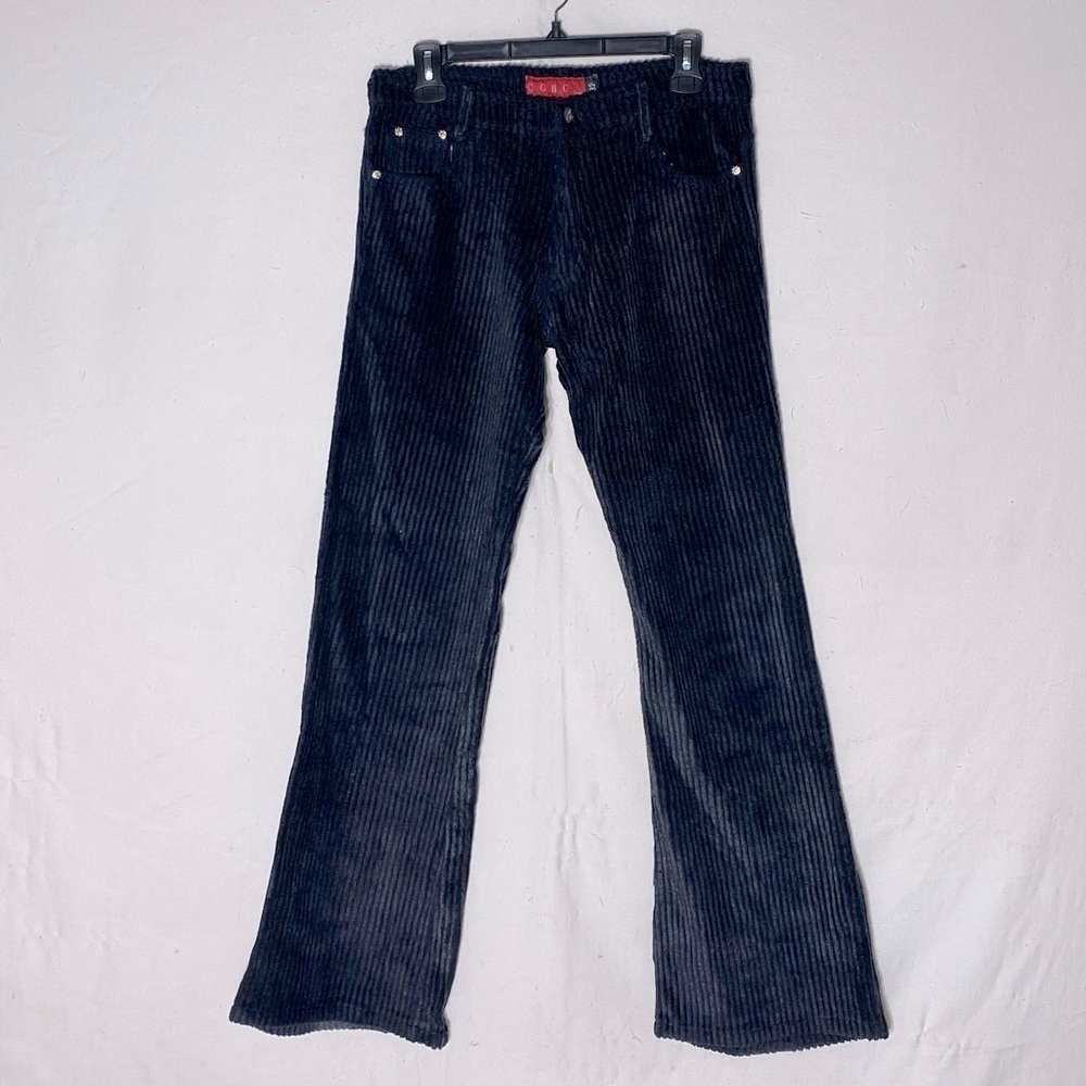 Vintage 90s C.G.B.G Jeans Black Thick Corduroy High Rise Flare Leg Pants 32
